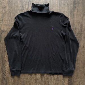 Ralph Lauren Classic Black Turtleneck Long Sleeve Purple Pony